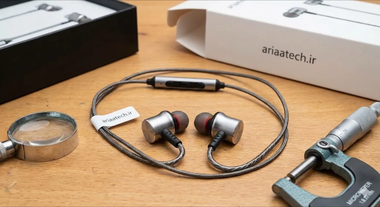 نمایی نزدیک از بدنه و کیس شارژ ارزان ترین هندزفری بلوتوثی با نویز کنسلینگ